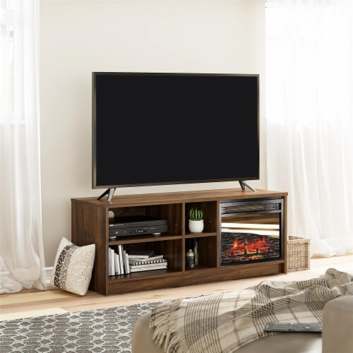 Noble Asymmetrical 55 TV Stand with Electric Fireplace Insert and