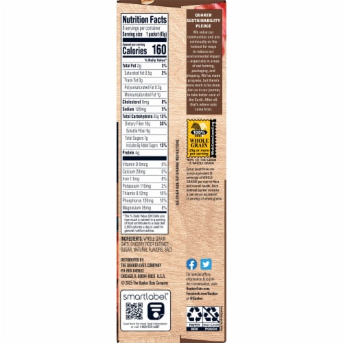 Quaker® Maple & Brown Sugar Fiber Instant Oatmeal Perspective: top