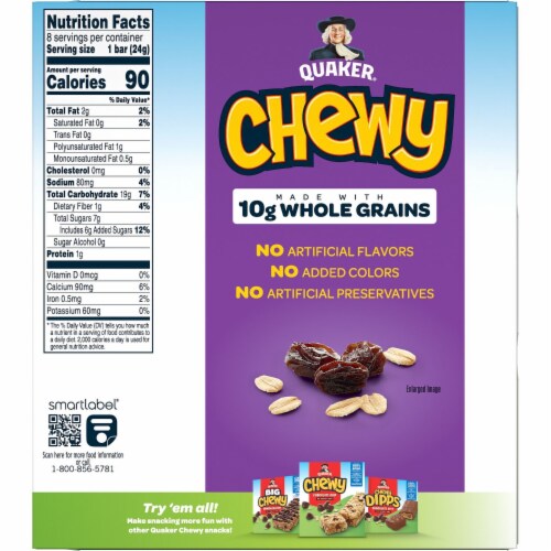 Quaker® Chewy Oatmeal Raisin Granola bars Perspective: top