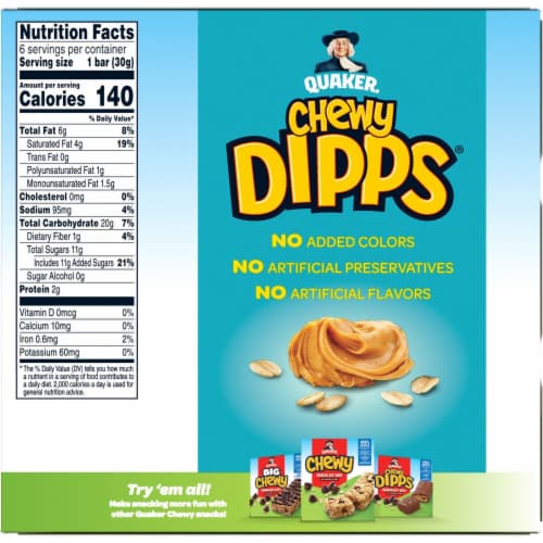 Quaker Chewy Dipps Peanut Butter Granola Bars Perspective: top