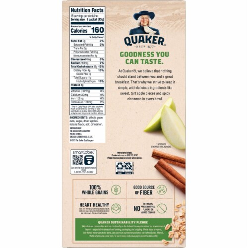 Quaker Apples & Cinnamon Instant Oatmeal Perspective: top