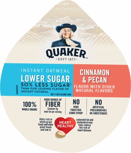 Quaker® Lower Sugar Cinnamon & Pecan Instant Oatmeal Perspective: top