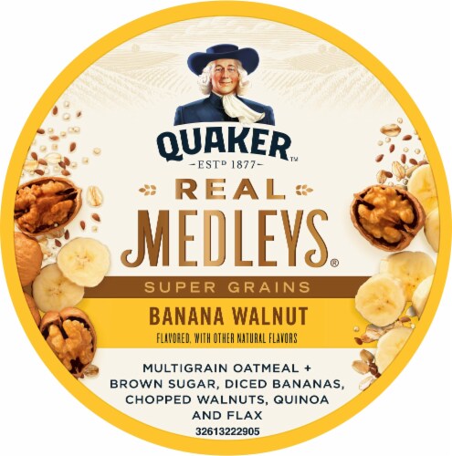 Quaker Real Medleys Super Grains Banana Walnut Oatmeal Cereal Cup Perspective: top