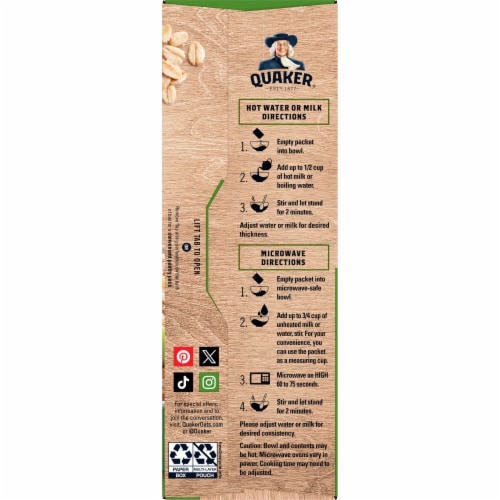Quaker Protein Apples & Cinnamon Instant Oatmeal Perspective: top