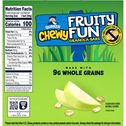 Quaker Chewy Fruity Fun Amazing Apple Granola Bars Perspective: top
