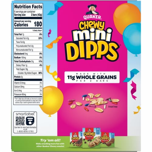 Quaker Chewy Mini Dipps Birthday Blast Granola Bars Perspective: top