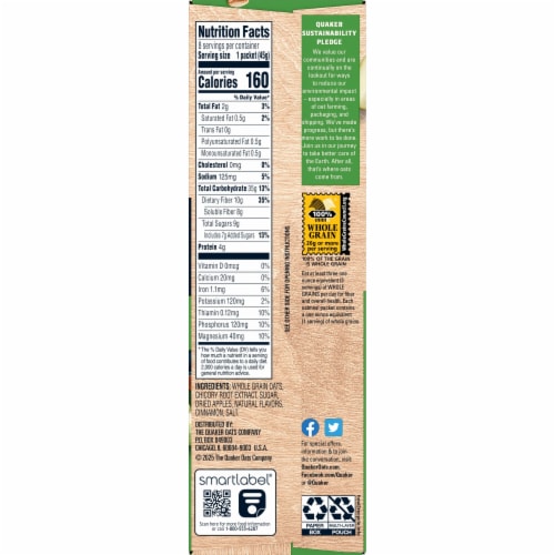 Quaker® Apples & Cinnamon High Fiber Instant Oatmeal Perspective: top