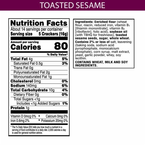 Toasteds Toasted Sesame Snack Crackers Perspective: top