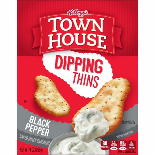 Town House® Dipping Thins Black Pepper Baked Snack Crackers Perspective: top
