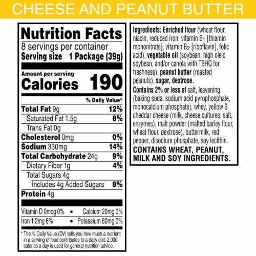 Keebler Cheese and Peanut Butter Sandwich Snack Crackers Perspective: top