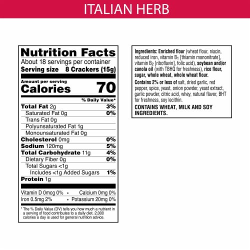 Kellogg's Town House Flatbread Crisps Italian Herb Oven Baked Crackers Perspective: top