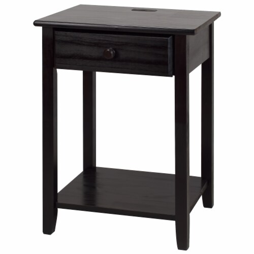 Casual Home Night Owl Bedroom Nightstand with Included Discrete USB Port Station Perspective: top