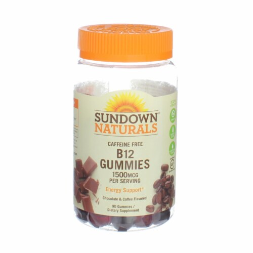 Sundown Naturals Vitamin B-12 Gummies, Chocolate & Coffee, 1500 mcg, 90 Ct Perspective: top