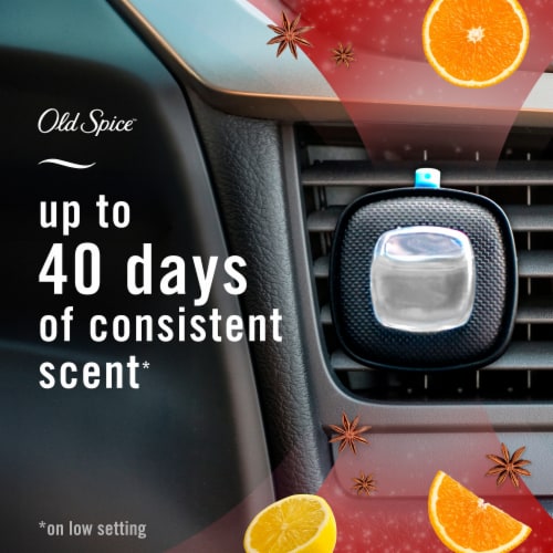 Febreze AUTO Air Freshener Odor-Fighting Automotive Vent Clip Old Spice Scent Perspective: top