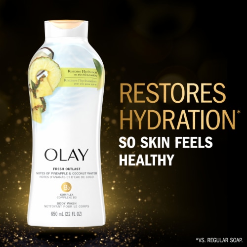 Olay Fresh Outlast Rejuvenating Notes of Pineapple and Coconut Water Paraben Free Body Wash Perspective: top