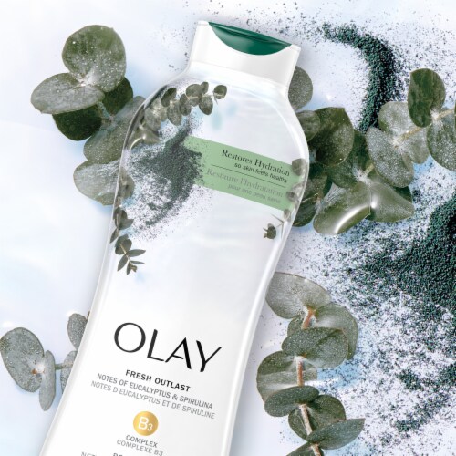 Olay Fresh Outlast Bodywash with Spirulina & Eucalyptus Water Perspective: top