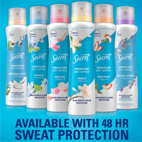 Secret Aluminum Free Coconut and Hemp Seed Oil Dry Spray Deodorant Perspective: top