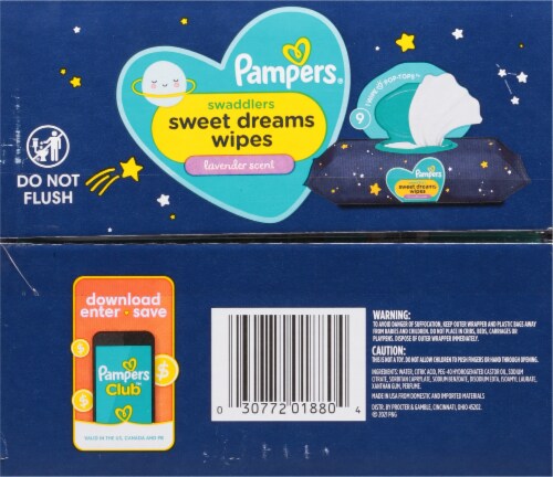 Pampers Swaddlers Lavender Scent Sweet Dream Wipes Perspective: top
