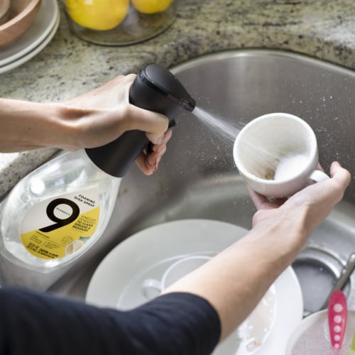 9 Elements Foaming Dish Spray Dish Soap Lemon Scent Perspective: top