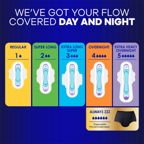 Always Ultra Thin Size 5 Extra Heavy Overnight Unscented Pads with Wings Perspective: top