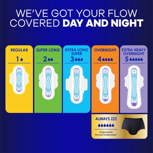 Always Ultra Thin Pads with Wings Overnight Absorbency Size 4 Unscented Perspective: top