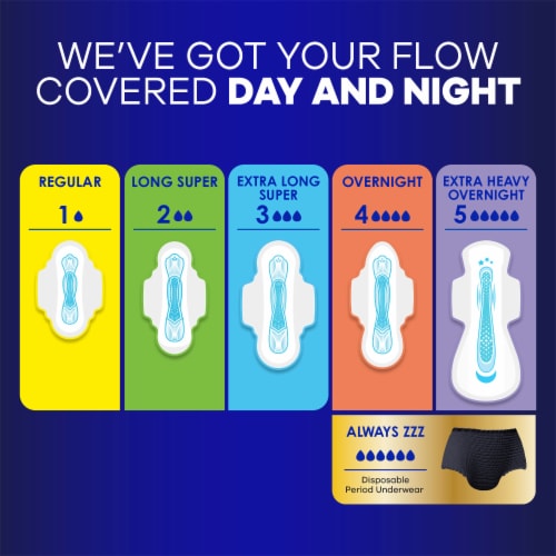 Always Maxi Pads with Wings Overnight Absorbency Size 4 Unscented Perspective: top