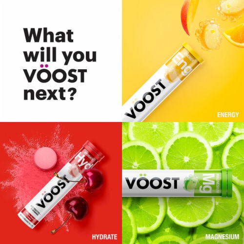 VOOST Blackberry Peach Flavor Effervescent Vitamin Drink Tablet Perspective: top