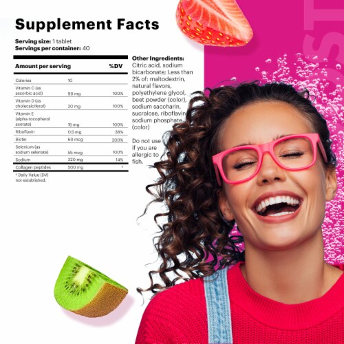 Voost Men's Strawberry Kiwi Flavored Effervescent Multi-Vitamin Tablets Perspective: top