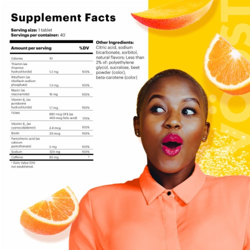 VOOST Orange Mango Flavor Effervescent Vitamin Drink Tablet Perspective: top