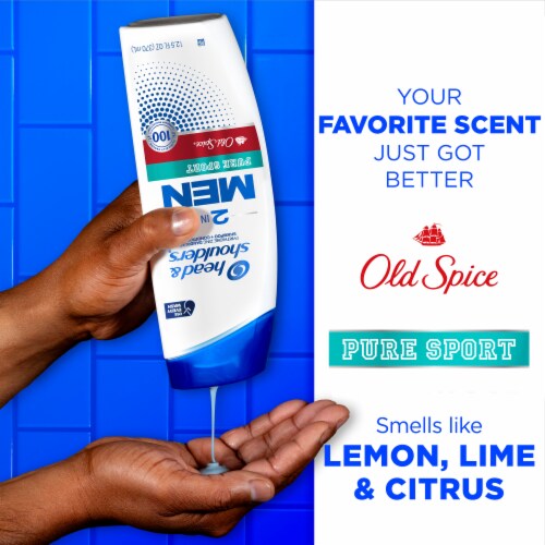 Head and Shoulders Dandruff Men's 2in1 Shampoo and Conditioner, Old Spice Pure Sport for Daily Use Perspective: top