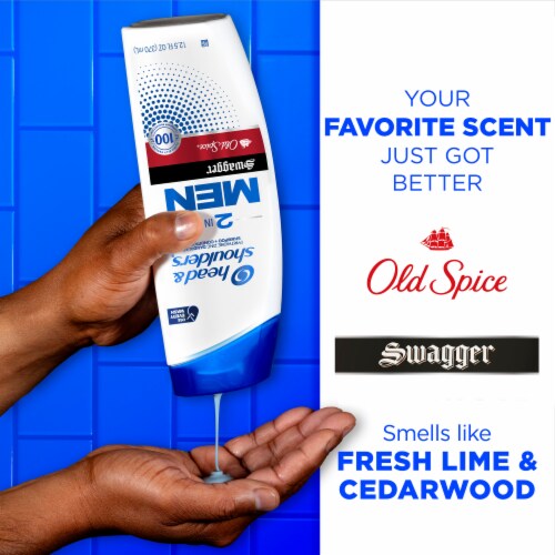 Head and Shoulders Dandruff Men's 2 in 1 Shampoo and Conditioner, Old Spice Swagger for Daily Use Perspective: top