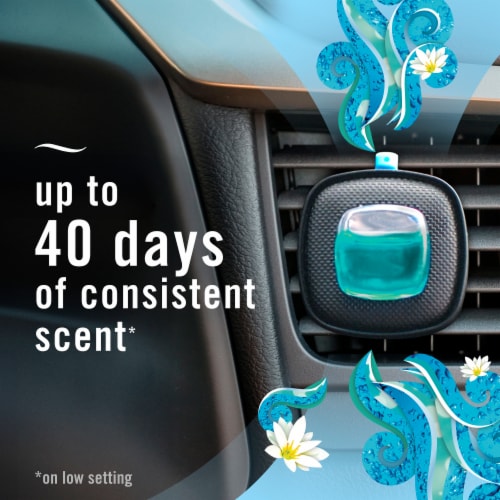 Febreze AUTO Air Freshener Odor-Fighting Automotive Vent Clip Ocean Breeze Scent Perspective: top