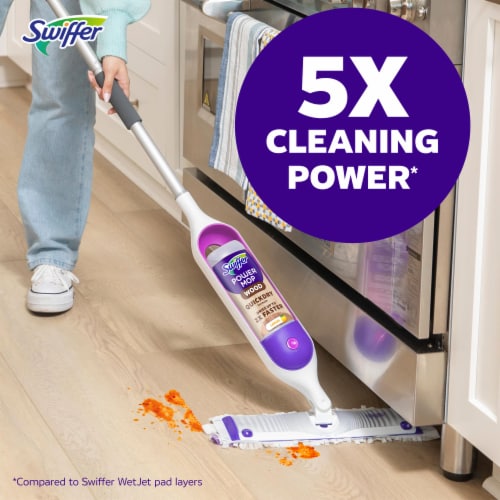 Swiffer Power Mop Wood Hardwood Floor Cleaner for Mopping QuickDry Cleaning Set Lemon Scent Perspective: top