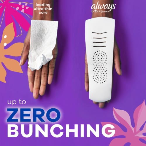 Always Radiant Feminine Pads for Women, Size 3 Heavy, with Wings, Light Clean Scent Perspective: top