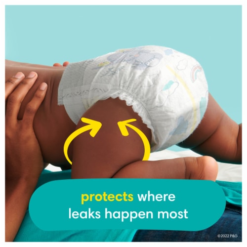 Pampers Swaddlers 100% Leakproof Skin Protection Diapers Size 8 (46 + lb) Perspective: top