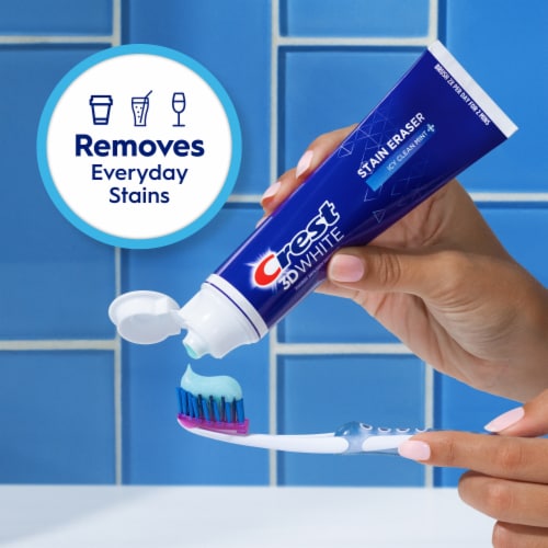 Crest 3D White Stain Eraser Teeth Whitening Toothpaste, Icy Clean Mint Perspective: top