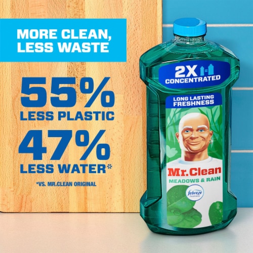 Mr. Clean Liquid Dilute 2X Concentrated Multi-Surface Cleaner Febreze Meadows & Rain Perspective: top