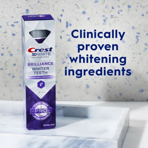 Crest 3D White Brilliance Pro Ultra Teeth Whitening Anticavity Fluoride Toothpaste Perspective: top