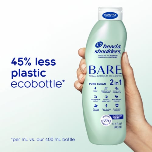 Head & Shoulders BARE Pure Clean 2in1 Dandruff Shampoo and Conditioner Anti-Dandruff Treatment Perspective: top