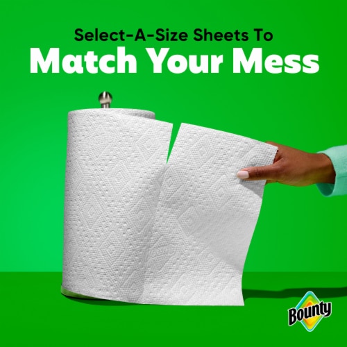 Bounty Paper Towels Select-A-Size White, 12 Double Plus Rolls, 103 Sheets Per Roll Perspective: top