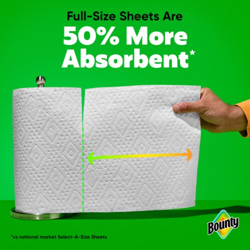 Bounty Paper Towels Full Sheet White, 6 Double Rolls, 50 Sheets Per Roll Perspective: top