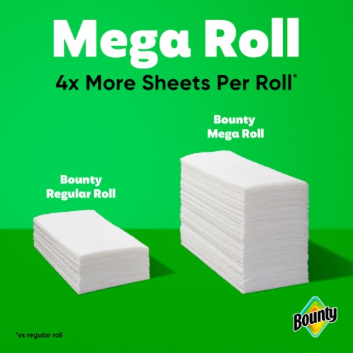 Bounty Paper Towels Select-A-Size White, 6 Mega Rolls, 164 Sheets Per Roll Perspective: top