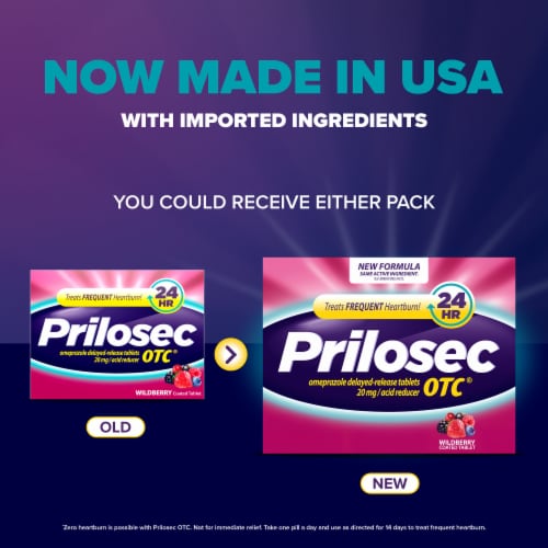 Prilosec OTC Delayed Release 20mg Acid Reducer Heartburn Relief for 24 Hours, Wildberry Flavor Perspective: top