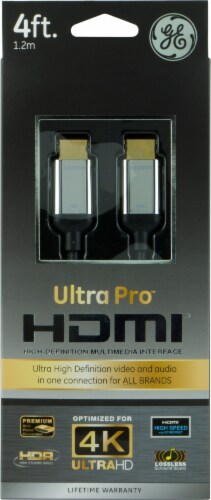 GE Ultra Pro Premium HDMI Cable - Black/Silver Perspective: top