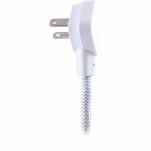 Cordinate Extension Cord, 10Ft 1Outlet 2USB 2.4A Surge Gry/Wht Perspective: top