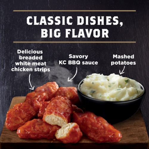 Banquet Mega Meats Kansas City Bbq Boneless Chicken Strips Frozen Meal Perspective: top
