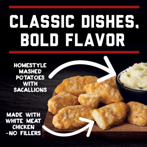 Banquet Mega Meats Garlic Parmesan Boneless Chicken Strips Frozen Meal Perspective: top