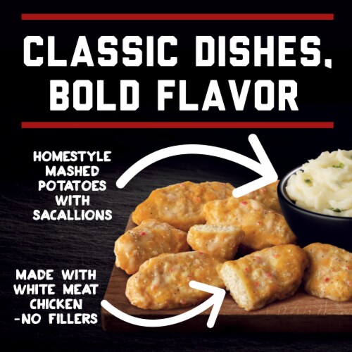 Banquet Mega Meats Garlic Parmesan Boneless Chicken Strips Frozen Meal Perspective: top