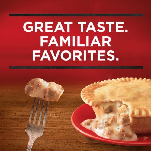 Banquet Sausage And Gravy Deep Dish Pot Pie Frozen Meal Perspective: top