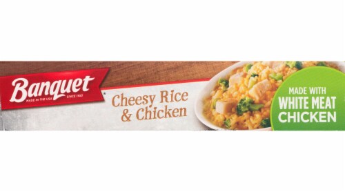 Banquet Cheesy Rice & Chicken Frozen Meal Perspective: top